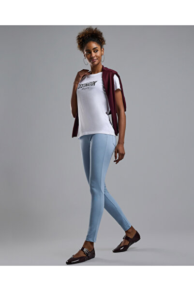 R&B Solid Jeggings with Elastic Waist