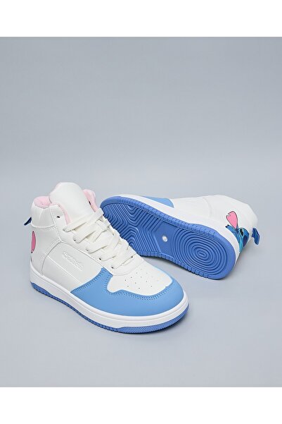 R&B Stitch Printed Lace Up High Top Sneakers