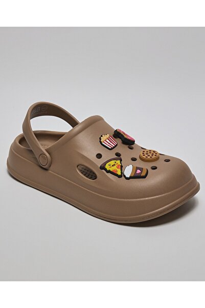 R&B Brown Women's Charm Detail Slingback Clogs