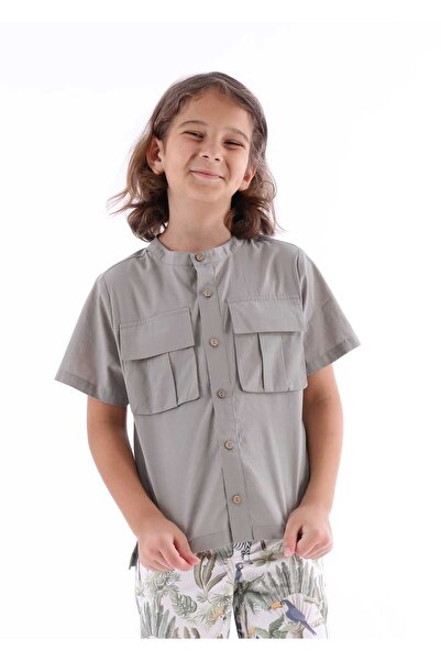 Ozmoz By Mukadder Özden Organic Safari Style Khaki Summer Boys' Shirt