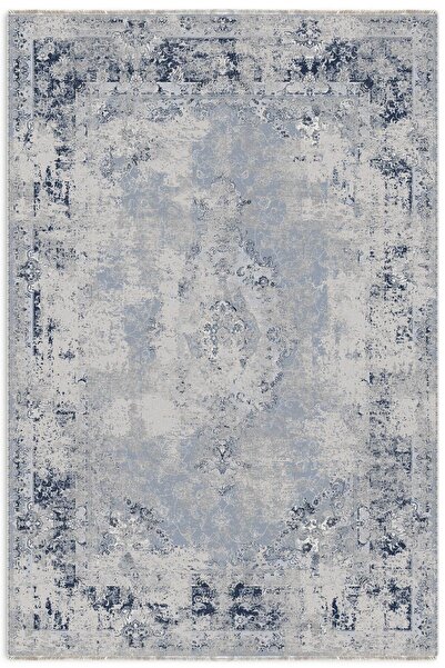 Halı Eskitme Çok Renkli Gri Lacivert Şönil Kaymaz Yıkanabilir Saçaklı Oturma ...