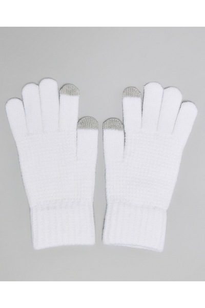 R&B Ivory Women's Textured Knit Gloves