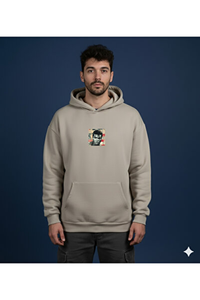 By Caspita Fashion Lenithra Muhammed Ali Back Printed Unisex Oversize Beige Hoodie