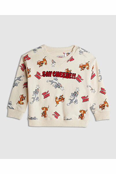 R&B Tom & Jerry Sweatshirt with Crew Neck and Long Sleeves