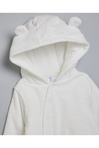 R&B Ivory Boy Solid Hooded Sleepsuit