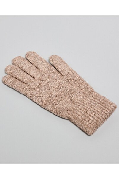 R&B Taupe Women's Textured Knit Gloves