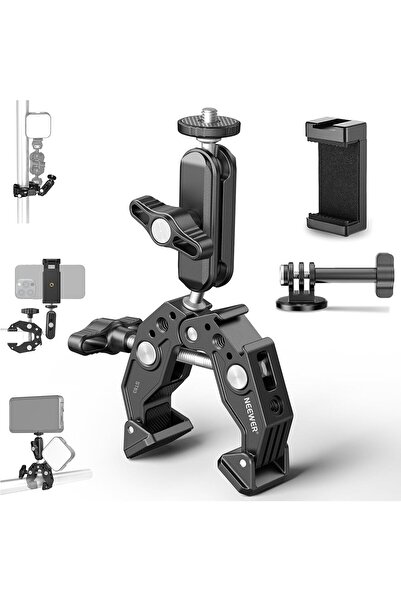 NEEWER مشبك فائق مع ذراع سحرية برأس كروي مزدوج مقاس 3 بوصات، وحذاء بارد وخيط ...