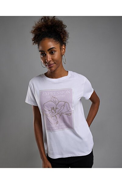 R&B Graphic Print T-Shirt with Crew Neck and Short Sleeves