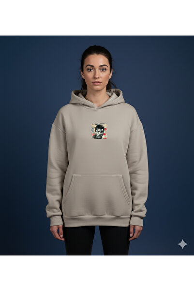 By Caspita Fashion Lenithra Muhammed Ali Back Printed Unisex Oversize Beige Hoodie