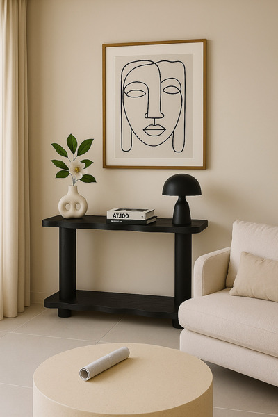 Trihome Masif Ahşap 2 Katlı Dekoratif Dresuar Konsol Lux Modern Minimal 2 Katlı