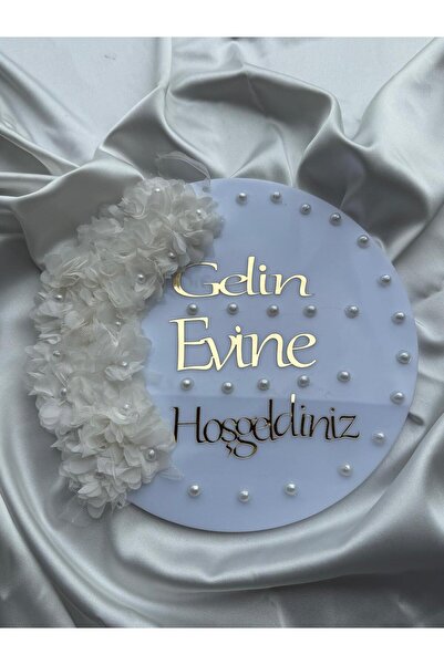 Beyaz pleksi Gelin Evine Hoşgeldiniz Kapı Süsü