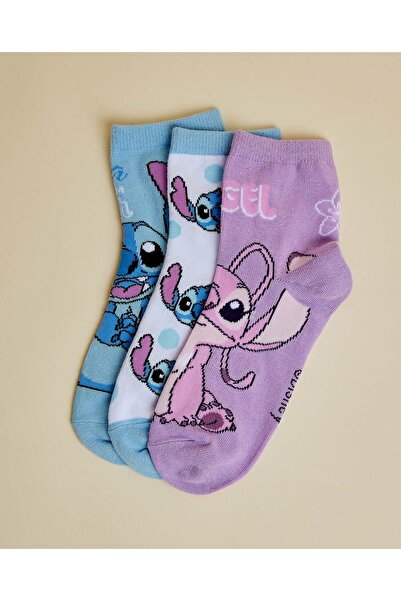 R&B جوارب كاحل مخيطة متعددة للفتيات، عبوة من 3 قطع