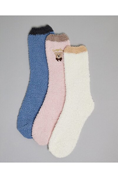 R&B جوارب شتوية مطبوع للنساء باللون الأزرق الداكن، عبوة من 3 قطع