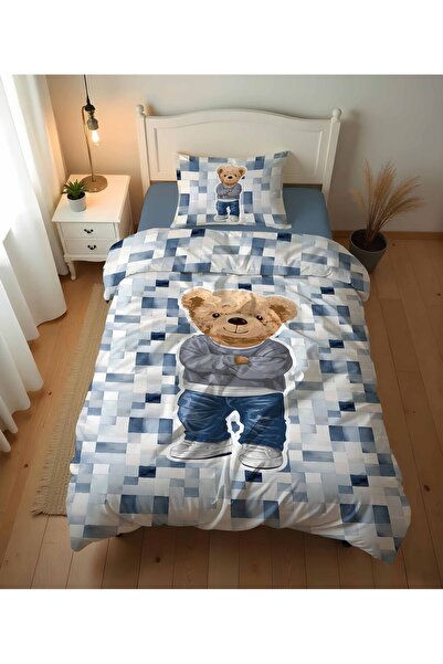 Evmila Sevimli Ayıcık Desenli Nevresim Takımı ÇARŞAFSIZ - 160x220 cm