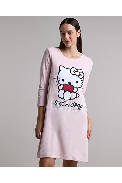R&B Hello Kitty Print Nightdress with Long Sleeves