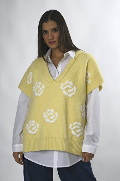 ABBRA Women's Oversize Shirt Embroidered Sweater