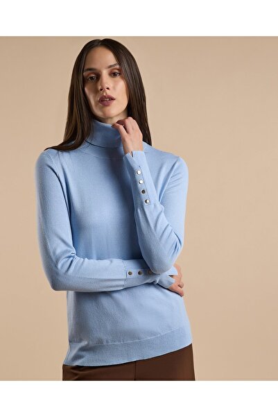 R&B Solid Sweater with Turtleneck and Long Sleeves