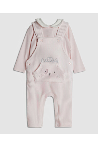 R&B Pink Girl's Solid Top and Ribbed Rompers