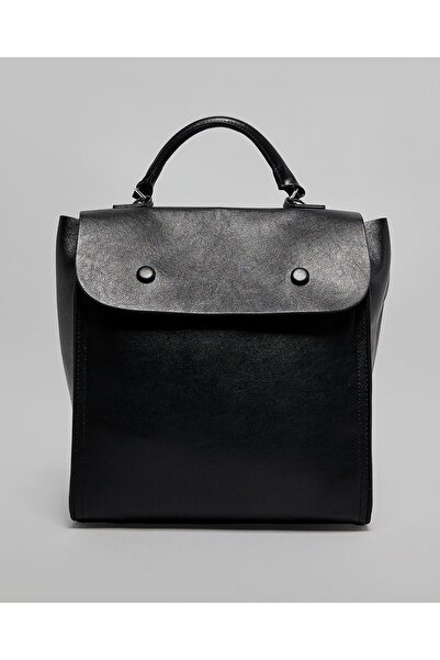 R&B Black Women's Textured Flap Backpack