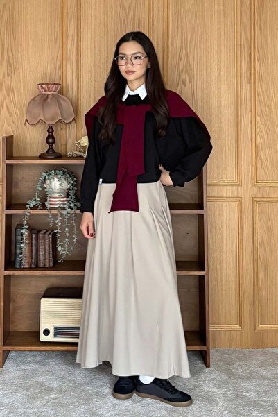 Ceylan Otantik Burgundy Shawl Scarf