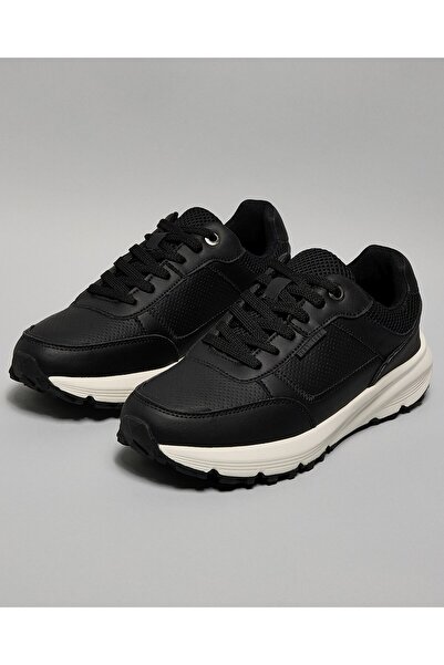 R&B Black Men's Color Block Lace Up Sneakers