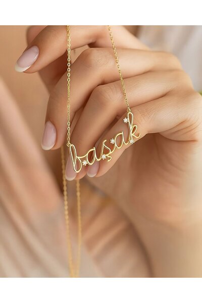 İNDİGO TAKI Taşlı Zarif Tasarım İsimli 14 Ayar Altın Kolye