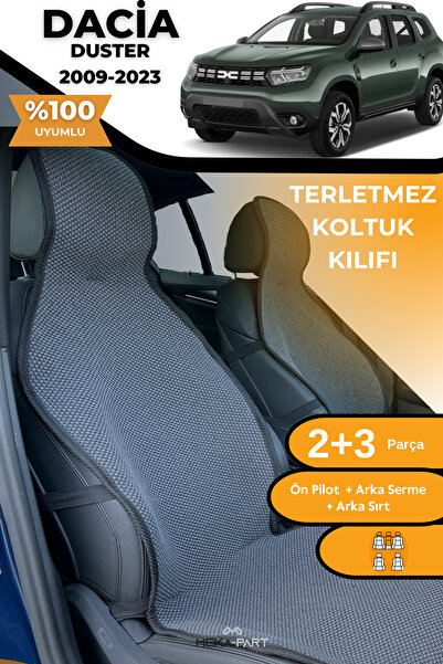 TREND Anti-Sweat Car Seat Protector Cover 100% Cotton 5-Piece Full Set Smoked Dacia Duster