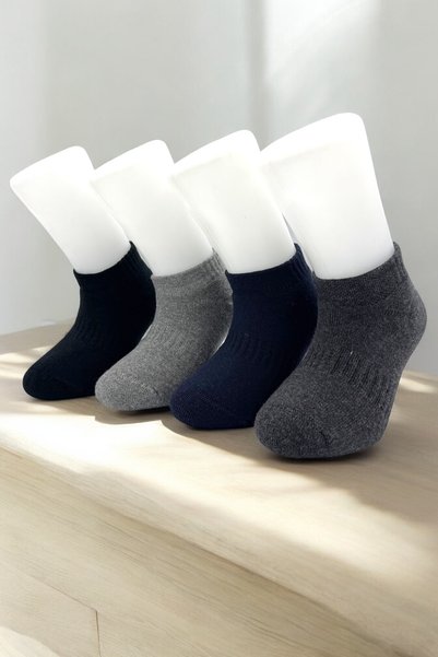 tibo 4 Pairs of Toe Seamless Winter Thick Terry Children's Sneaker Socks