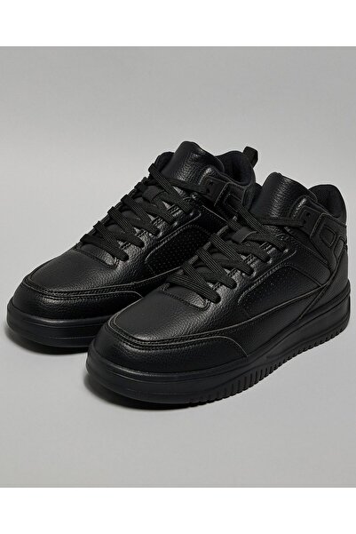 R&B Black Men's Solid High Top Sneakers