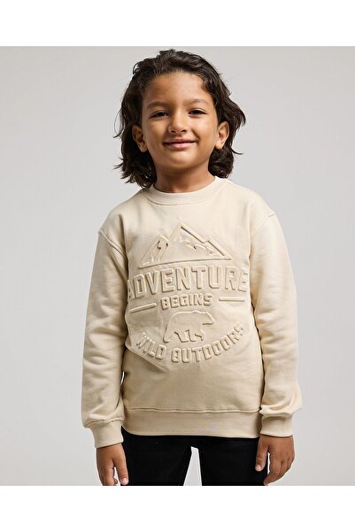 R&B سويت شيرت منقوش برقبة دائرية وأكمام طويلة