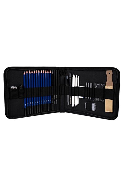 ISO TRADE Sada na kreslenie/skicovanie ceruzkou, Malatec, s príslušenstvom, grafit, uhlie, 32 dielov