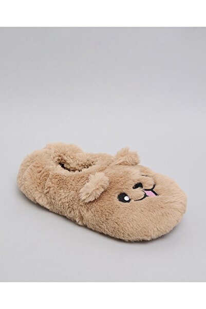 R&B نعال غرفة النوم النسائية ذات الفراء باللون البيج