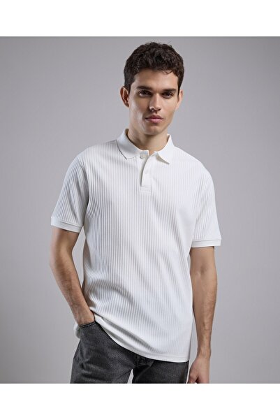 R&B Textured Polo T-Shirt with Short Sleeves