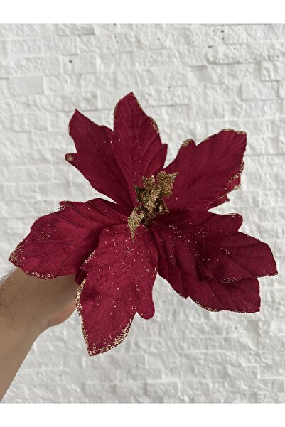 Derin Düşler Yılbaşı Çam Ağacı Süsü Çam Ağacı Çiçeği Ata Çiçeği Kırmızı Bordo 20 cm Çap 20 cm YÜKSEKLİK