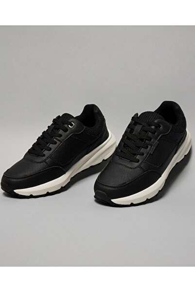 R&B Black Men's Color Block Lace Up Sneakers
