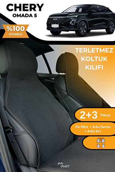 TREND Anti-Sweat Car Seat Protector Cover 100% Cotton 5-Piece Full Set Black Chery Omada 5