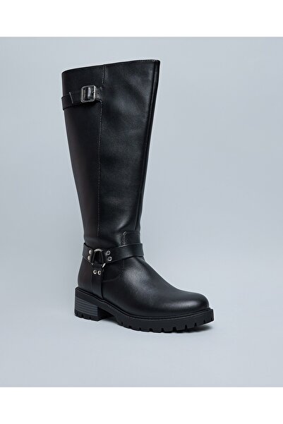 R&B Black Women's Textured Knee High Boots