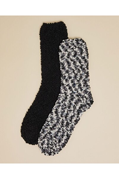 R&B جوارب شتوية مطبوع للنساء باللون الأسود، عبوة من قطعتين