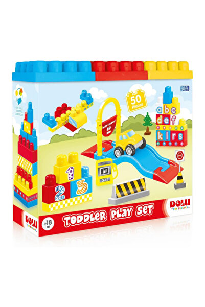 Dolu مجموعة مكعبات بناء للأطفال الصغار مكونة من 50 قطعة