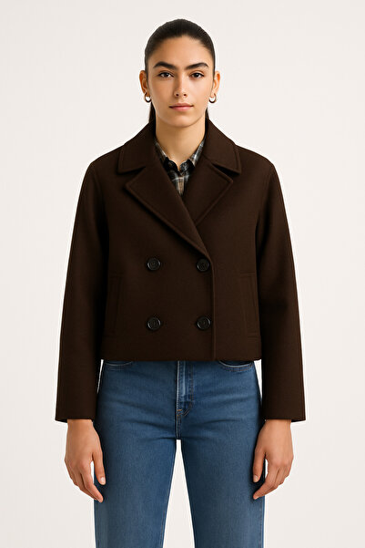 elbisenvarmı Regular Fit Smokin Yaka Düğmeli Cepli Kısa Kaşe Kaban