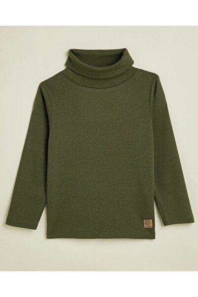 R&B Solid T-Shirt with Turtleneck and Long Sleeves