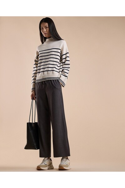 R&B Solid Wide Keg Pants with Drawstring Waist