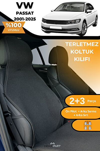 TREND Anti-Sweat Car Seat Protector Cover 100% Cotton 5-Piece Full Set Black Vw Passat