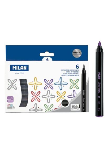 Milan Markere, Material Plastic/Cerneală, Culori metalice, Vârf tip pensulă, ...