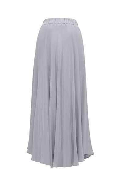 MISS DALIDA Verev Kesim Cupro Kloş Gri Etek