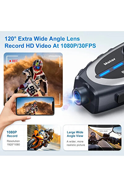 KAZEMTECH Q29 Kameralı İnterkom 1080p Video , Resim , Konuşma Özellikli Motorcu Kulaklı (Su Geçirmez)