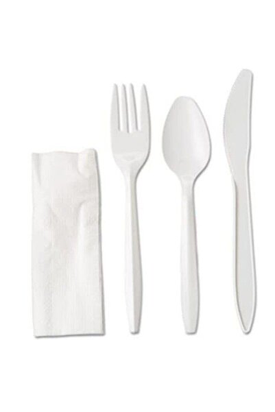 Berlinger Haus Sada 100 kusů jednorázových plastových příborů, vidličky, nože, lžíce a bílého ubrousku
