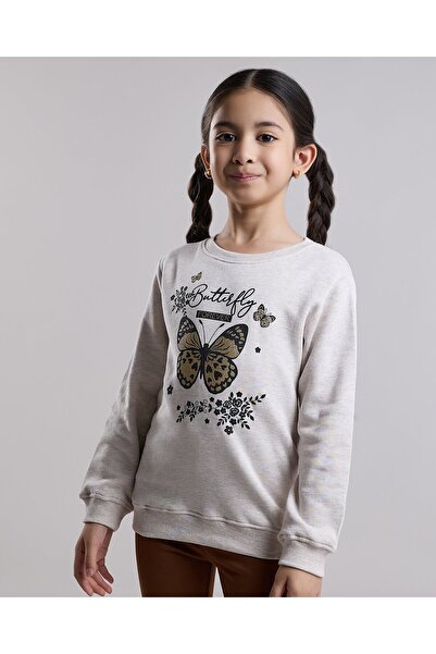 R&B سويت شيرت مطبوع برقبة دائرية وأكمام طويلة