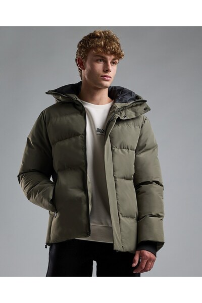 R&B سترة مبطنة بغطاء رأس وسحاب للإغلاق