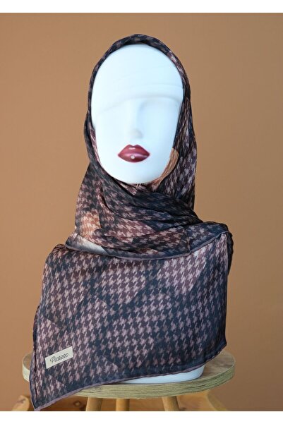 Sinem Picasso Hand Stitched Hybrid Digital Crystal Scarf Brown